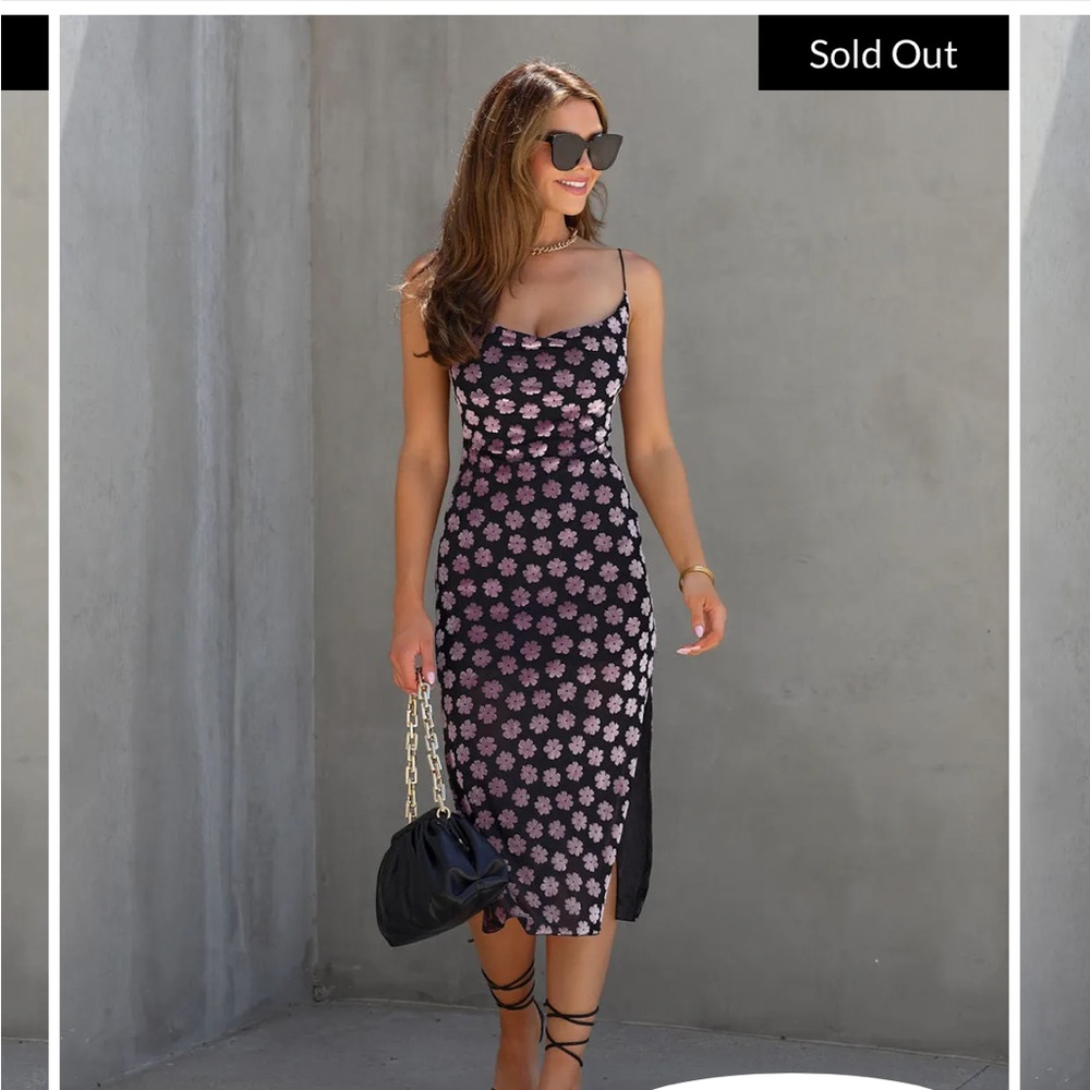 VICI YES QUEEN VELVET FLORAL SLIP MIDI DRESS